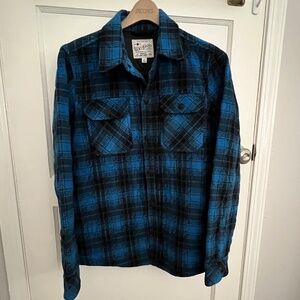 Lucky Brand Alamo Fleece Plaid Jacket/Shacket Blue Black M